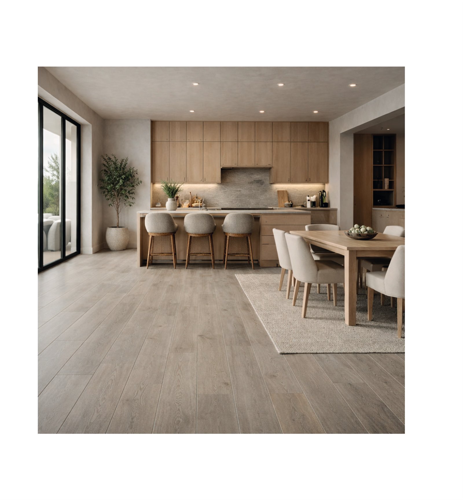 Piso SPC Nudra tipo madera en cocina